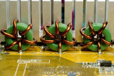 Computer microcircuit with electronic components Foto stock