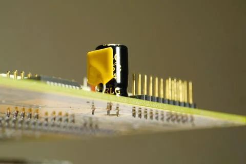 Computer microcircuit with electronic components Foto stock