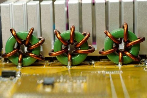 Computer microcircuit with electronic components Foto stock