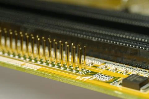 Computer microcircuit with electronic components Foto stock
