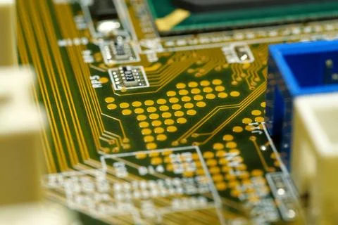 Computer microcircuit with electronic components Photos