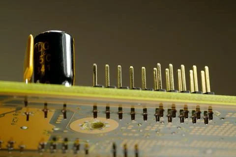 Computer microcircuit with electronic components 스톡 사진