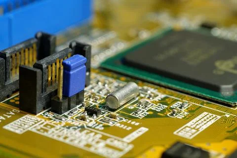 Computer microcircuit with electronic components Foto stock