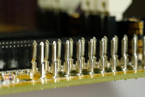 Computer microcircuit with electronic components Stock Photos
