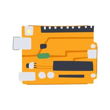 Computer microcontroller cartoon vector illustration Illustrazione stock