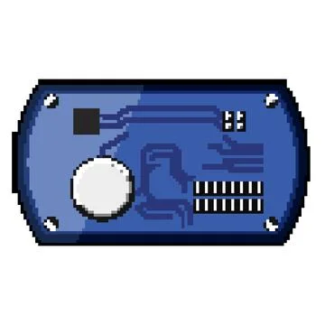 Computer microcontroller pixel art vector illustration 스톡 일러스트