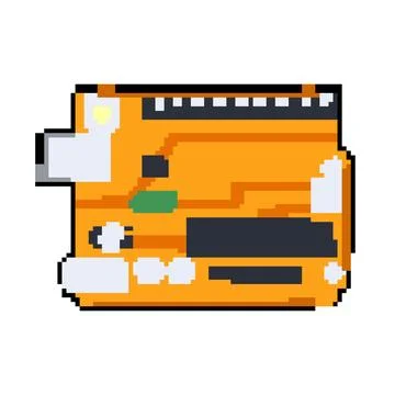 Computer microcontroller pixel art vector illustration Stock Illustration