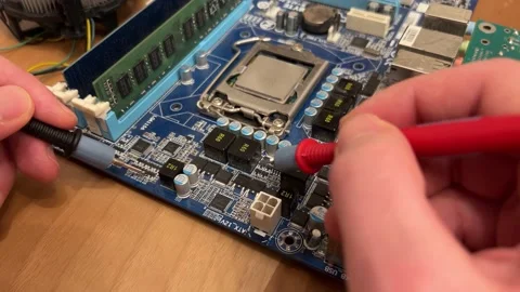 Computer microelectronics technology science concept. engineer testing electric Stock Footage 167328079