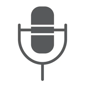 Computer microphone glyph icon, sound and device, audio mic sign, vector Illustrazione stock