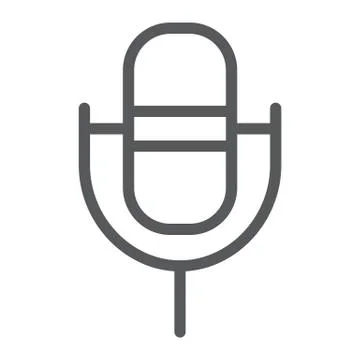 Computer microphone line icon, sound and device, audio mic sign, vector graphics Stock Illustration
