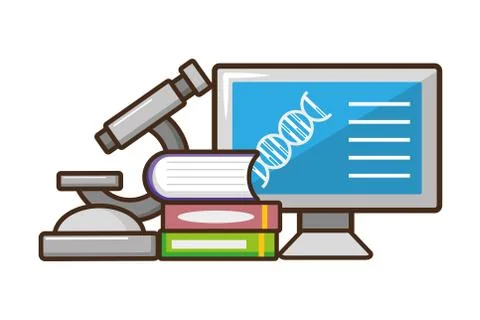 Computer microscope laboratory science 스톡 일러스트