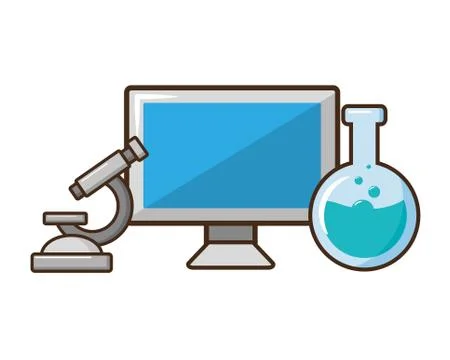 Computer microscope laboratory science Stock Illustration