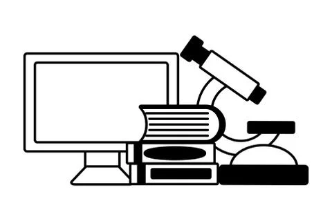 Computer microscope laboratory science Stock Illustration
