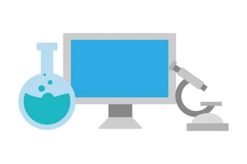 Computer microscope laboratory science Stock Illustration