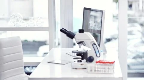 Computer, microscope or laboratory setup for research, biotechnology or med.. 스톡 사진