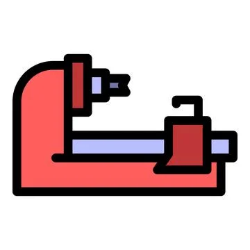 Computer milling machine icon color outline vector Stock Illustration