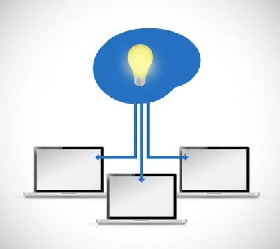 Computer mind light bulb illustration design Ilustración de archivo