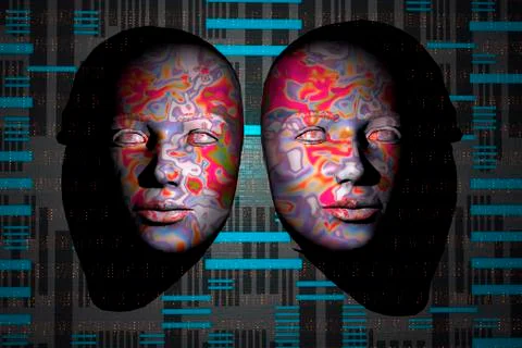 Computer minds linking on a global level. Illustrazione stock