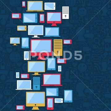 Computer, mobile and tablet icons blue background: Graphic #12290997