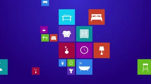 Computer mobile application app flat home appliance furniture and interior icon Stock Footage 61284067