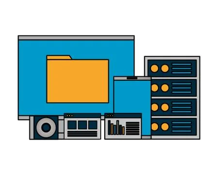 Computer mobile database server compact disk Stock-Illustration