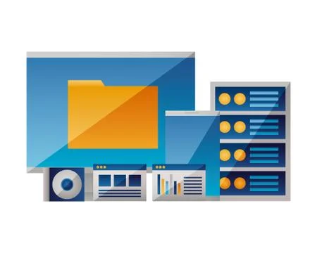 Computer mobile database server compact disk Stock-Illustration