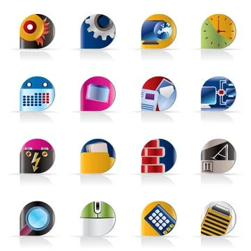Computer, mobile phone and Internet icons 库存插图