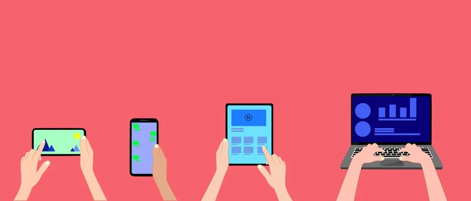 Computer, mobile phone, laptop, network, internet vector 스톡 일러스트