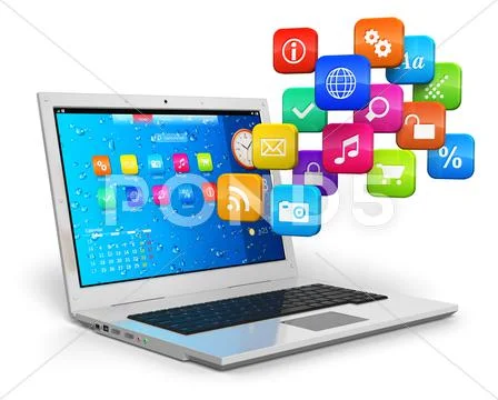 Computer mobility and cloud computing concept Stock Illustration