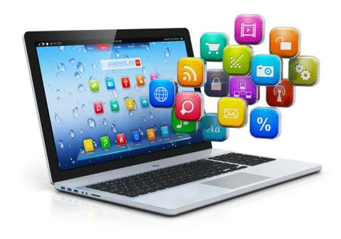 Computer mobility and cloud computing concept Stock Illustration