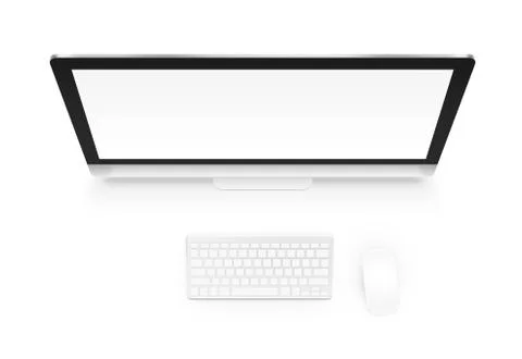 Computer mock up with keyboard and mouse from above isolated. Of Illustrazione stock