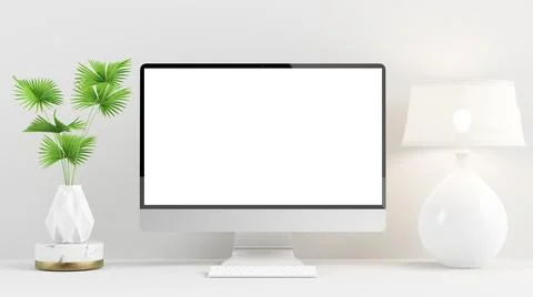 Computer mock up on minimal desktop Stock Illustration