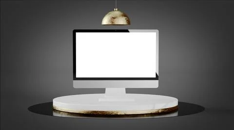 Computer mockup on luxury marble platform Stock Illustration