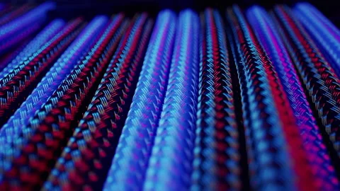 Computer modding power cable management system close up shots braided wires Stock Footage 192396898