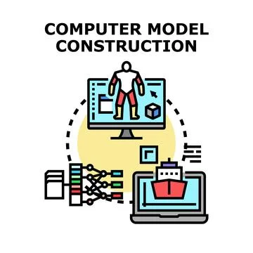 Computer model construction digital engineering software development イラスト素材