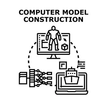Computer model construction digital engineering software development Stockillustratie