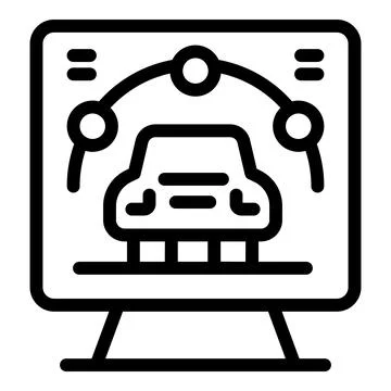 Computer modeling software is simulating a self driving car Stock Illustration