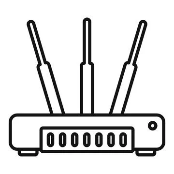Computer modem icon outline . Wifi router Illustrazione stock