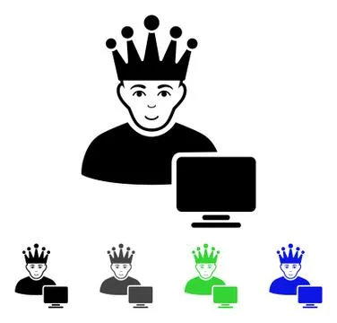 Computer Moderator Flat Icon Illustrazione stock