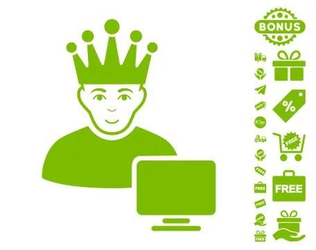 Computer Moderator Icon With Free Bonus Illustrazione stock