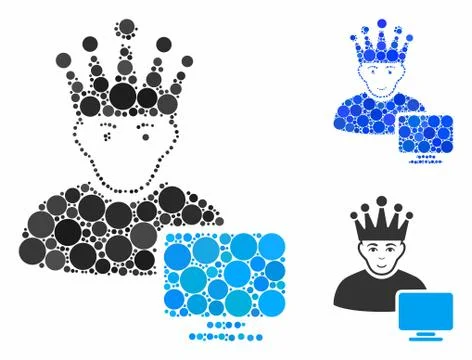 Computer moderator Mosaic Icon of Circle Dots 스톡 일러스트