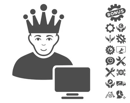 Computer Moderator Vector Icon With Tools Bonus Illustrazione stock