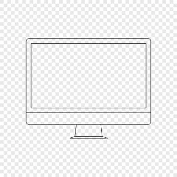 Computer. Modern computer in linear style. Computer isolated on transparent Stock Illustration