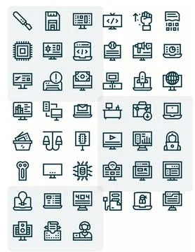 Computer Modern Vector Collection with 45 Bold Line 256x256 Display Perfect.. Stock Illustration
