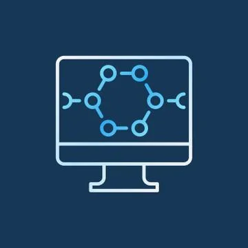 Computer with molecular structure vector colored icon Stock Illustration