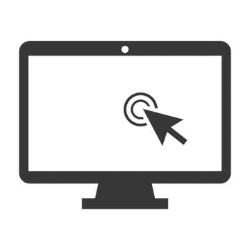 Computer monitor with arrow pointer on screen icon Stock Illustration