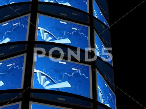 Computer monitor on black background Stock Illustration