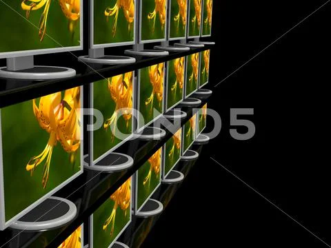 Computer monitor on black background Stock Illustration