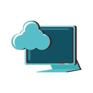 Computer monitor with cloud computing Illustrazione stock