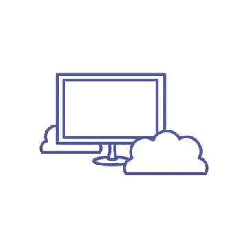 Computer monitor with clouds computing Stockillustratie